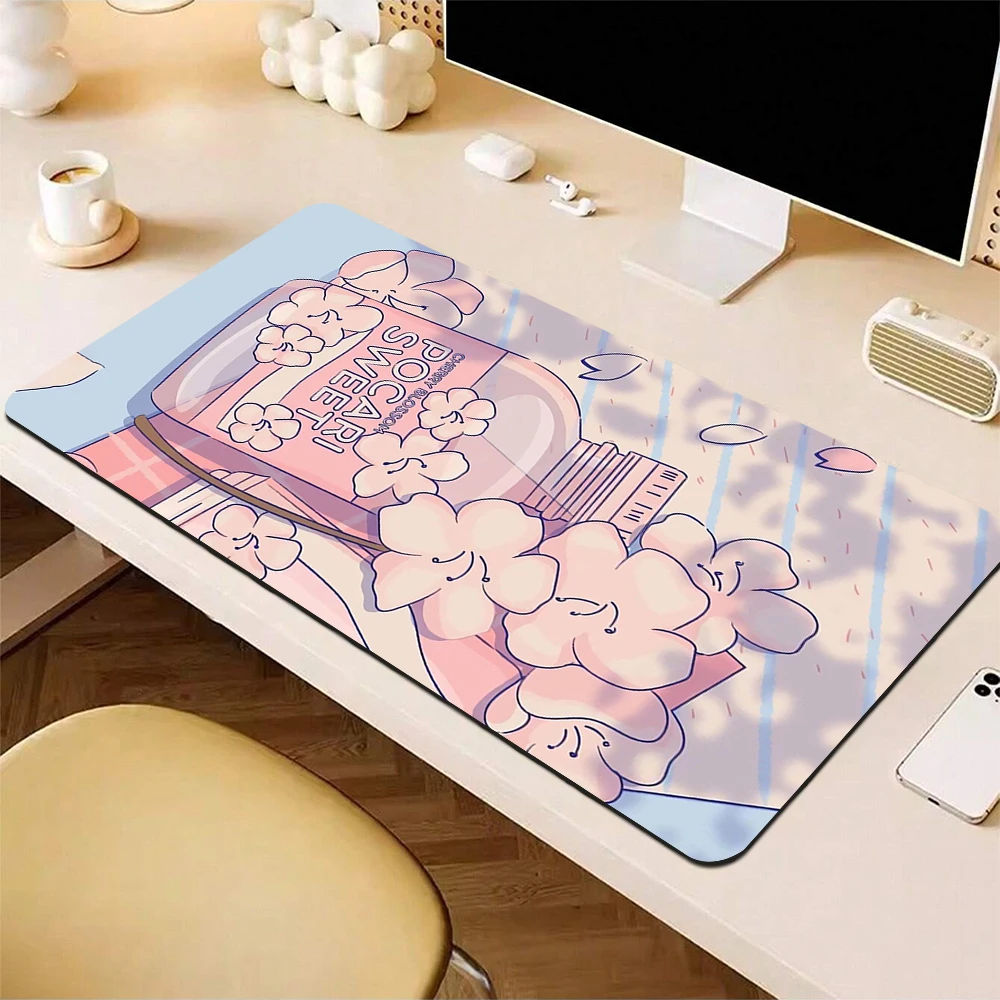 Anime Cute Mouse Pad Gamer Locking Edge Large Mousepad Kawaii Gaming Mouse Mat Big Art Desk Mat Office Computer Keyboard Pad XXL