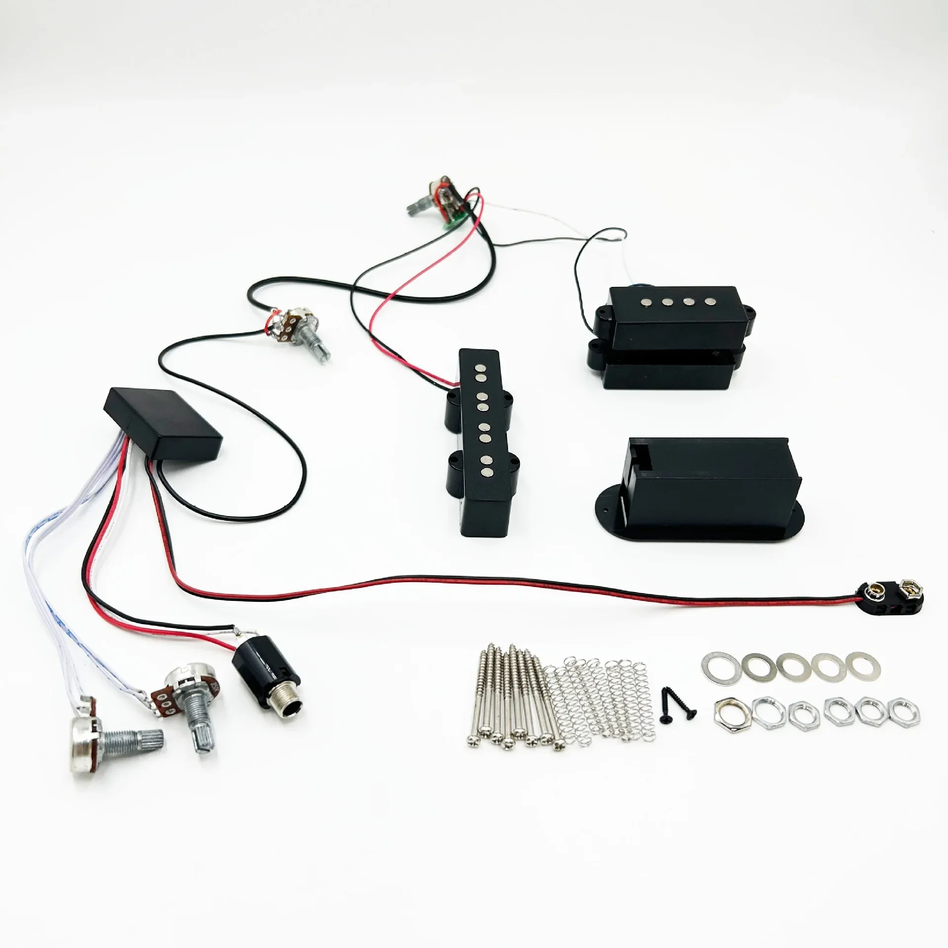 Electric Bass Pickup Full Set 2-Band Preamp Wiring with PB & JB Pickups Complete Bass Parts Kit