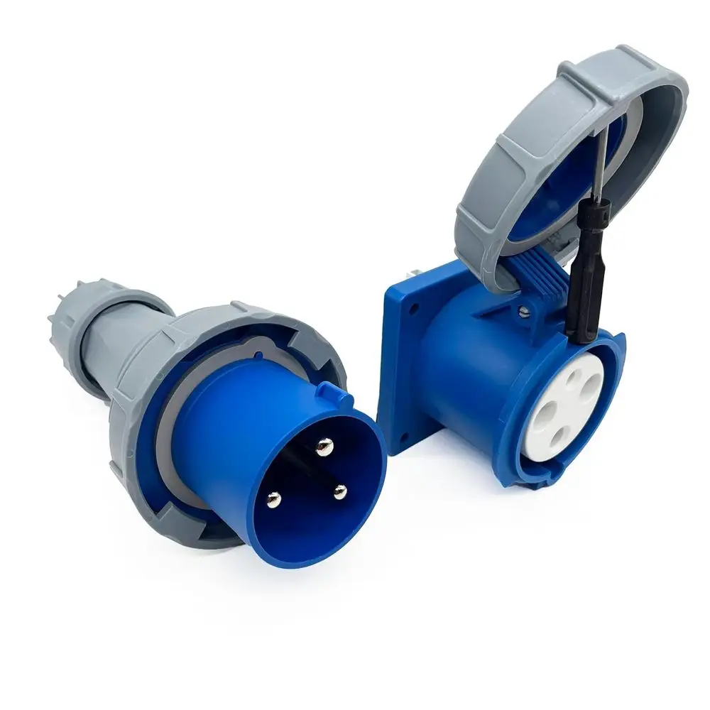 

Комплект из 2-х разъемов 63А, 3-контактные, для монтажа на панель (штекер+гнездо), совместимые с 60А, промышленные водонепроницаемые скрытые розетки, IP67, авиационные