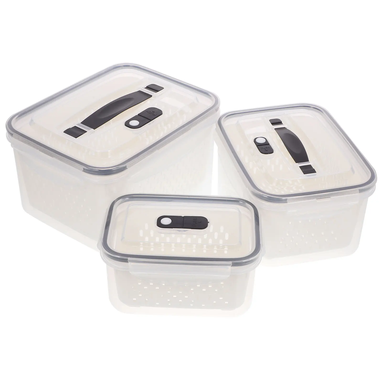 

3pcs Fruit Vegetable Storage Containers Insulated Crisper Fridge Boxes White Refrigerator ganizer Bins Food Strawberries Storage