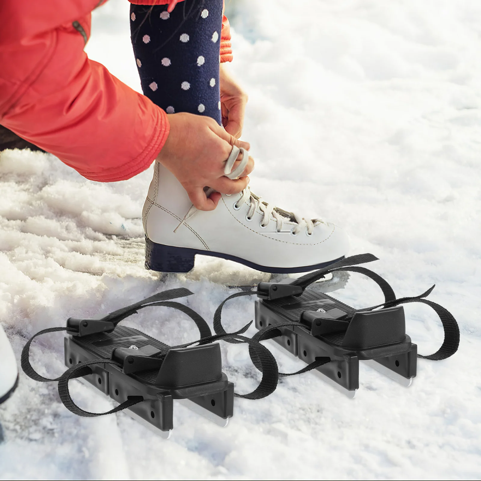 

1 Pair Ice Skates For Anti-Fall Double Runner Adjustable Strap Training Skating Shoes Portable Outdoor Beginner