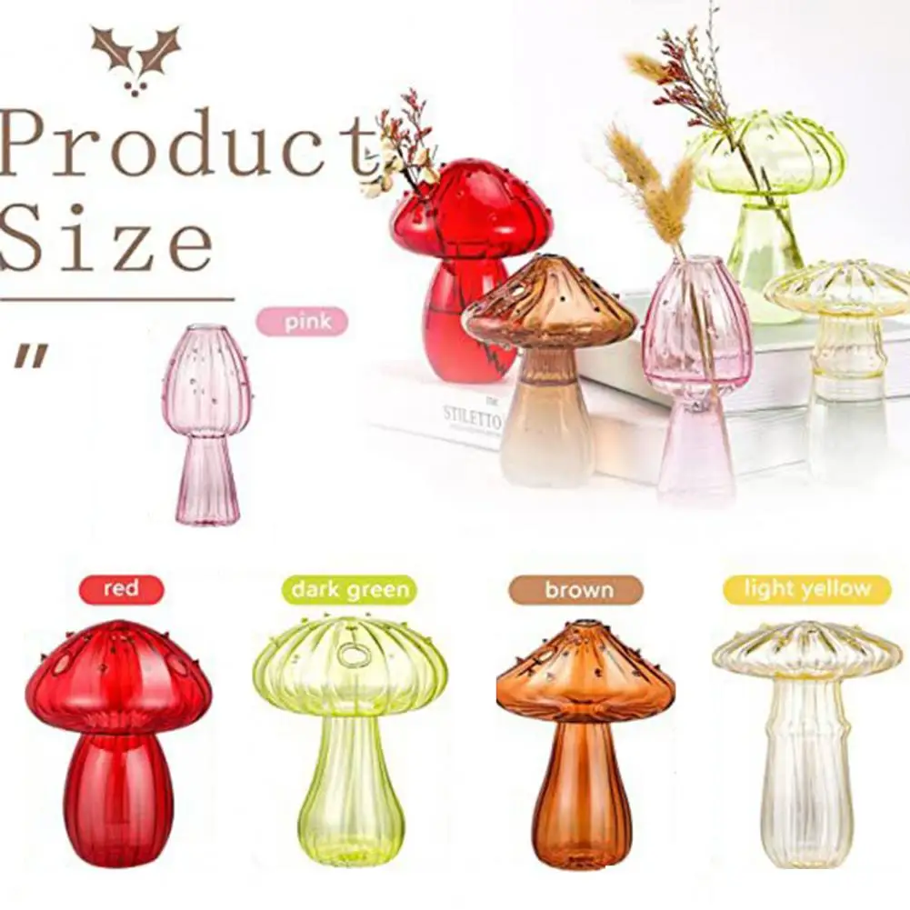 Single Stem Flower Vase Glass Flower Vase Unique Mushroom Shape Glass Planter Adorable Propagation Station for Home for Women