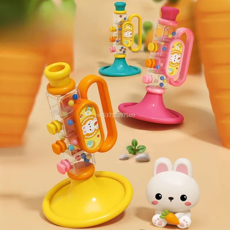 1PC Cartoon Rabbit Trumpet Mini Multi Function Playable Musical Instrument Funny Early Educational Creative Learning Horn Toy