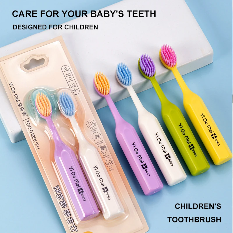 2pcs Children's Toothbrush Soft Bristle Teeth Whitening Brushes For 3-12 Years Old Kids Toothbrushes Dental Oral Care