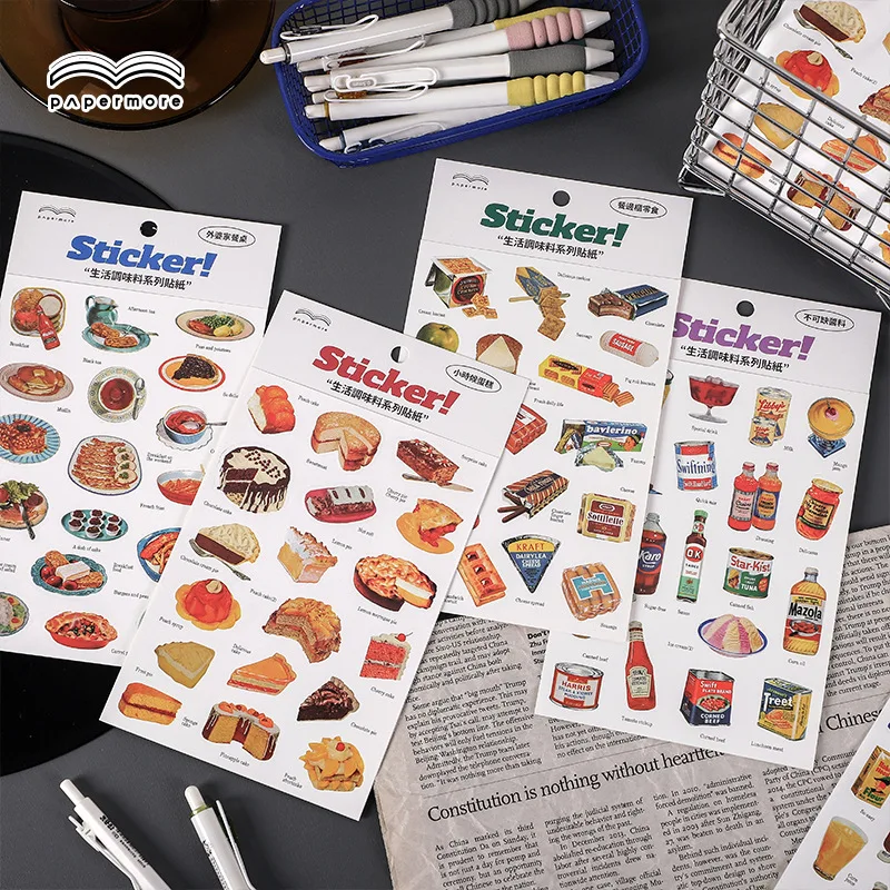 

1 pc snack theme Stickers Adhesive Diy Diary Album handmade Decorative collage Journal notebook Scrapbooking material