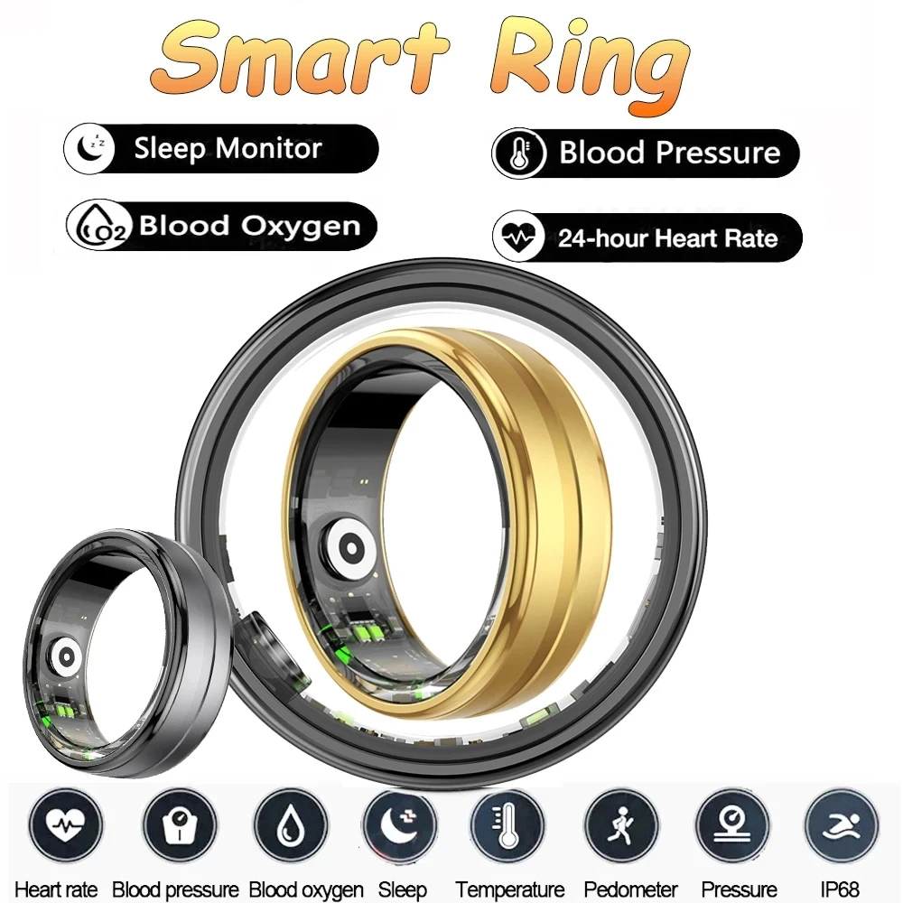 Ladies Ring Smart Ring Men Women,Heart Rate and Blood Oxygen Monitor,Health Monitoring,IP68 & 5ATM Waterproof, Multi-sport Mode