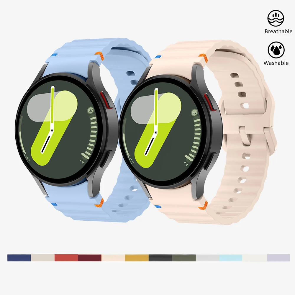 Soft Breathable Strap for Samsung Galaxy Watch 7 40mm Silicone Wave Corloful Buckle Watch Strap for Samsung Galaxy Watch 6 5 4