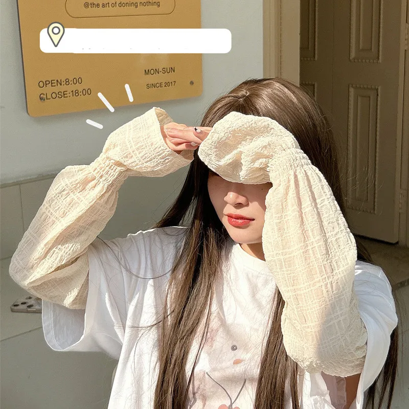 Summer Long Fingerless Gloves Women Sun Protection Sleeves Gloves Lace Mesh Driving Arm Sleeve Sunscreen Uv Breathable Mittens