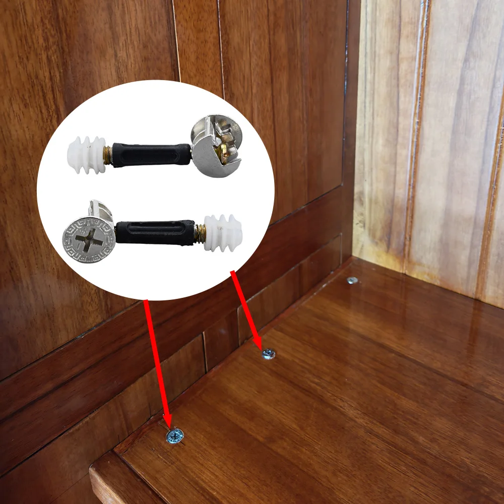50/100Pcs 3 in 1 Furniture Connector Cam Lock Fitting Screw Bolts Nut for Cabinet Wardrobe Wooden Panel Assembly Hardware M6