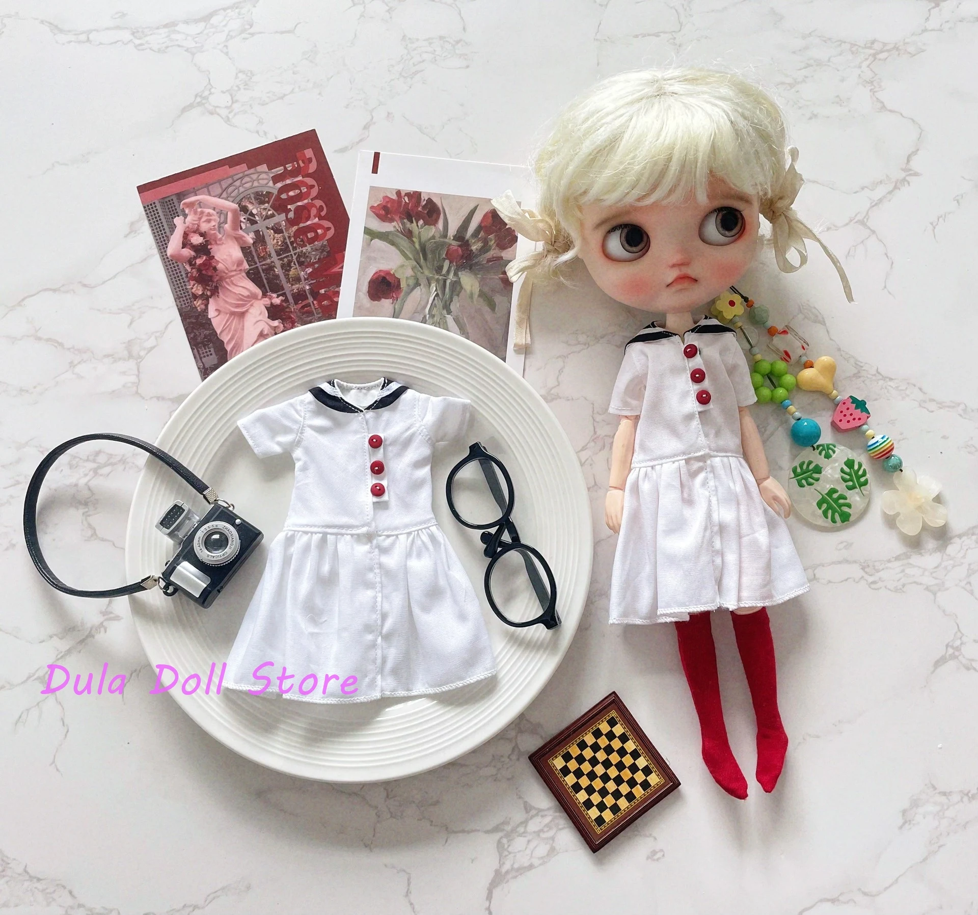 

Одежда для куклы Dula Платье синее платье с воротником Blythe Qbaby ob24 ob22 Azone Licca ICY jerfish 1/6 аксессуары для шарнирных кукол