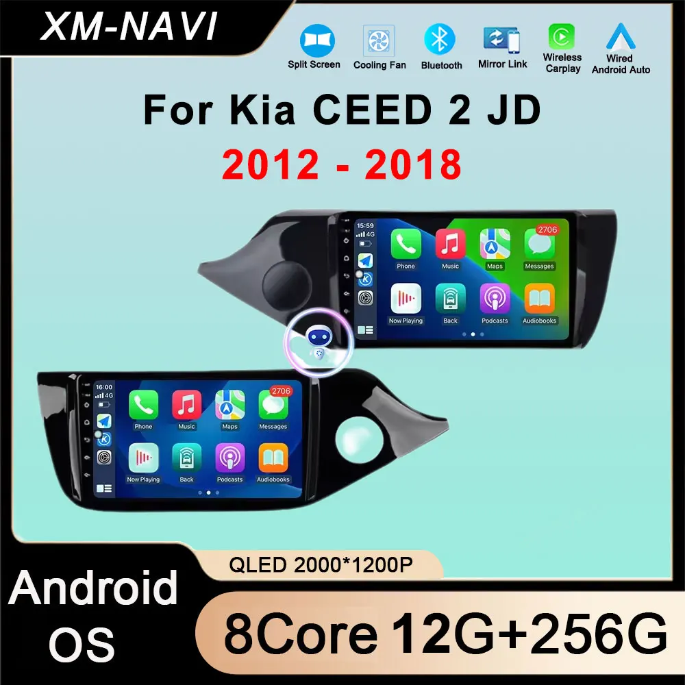 For Kia CEED 2 JD 2012 - 2018 Android Auto Carplay Car Radio Stereo Multimidia Player GPS Navi Bluetooth DSP Stereo QLED Screen