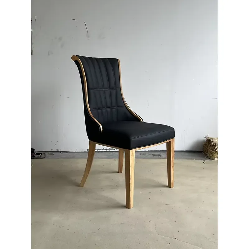 Neoclassical HPL Rectangle Dining Chair Eco Friendly Durable Scratch Resistant Fireproof Surface Ergonomic Leather Home