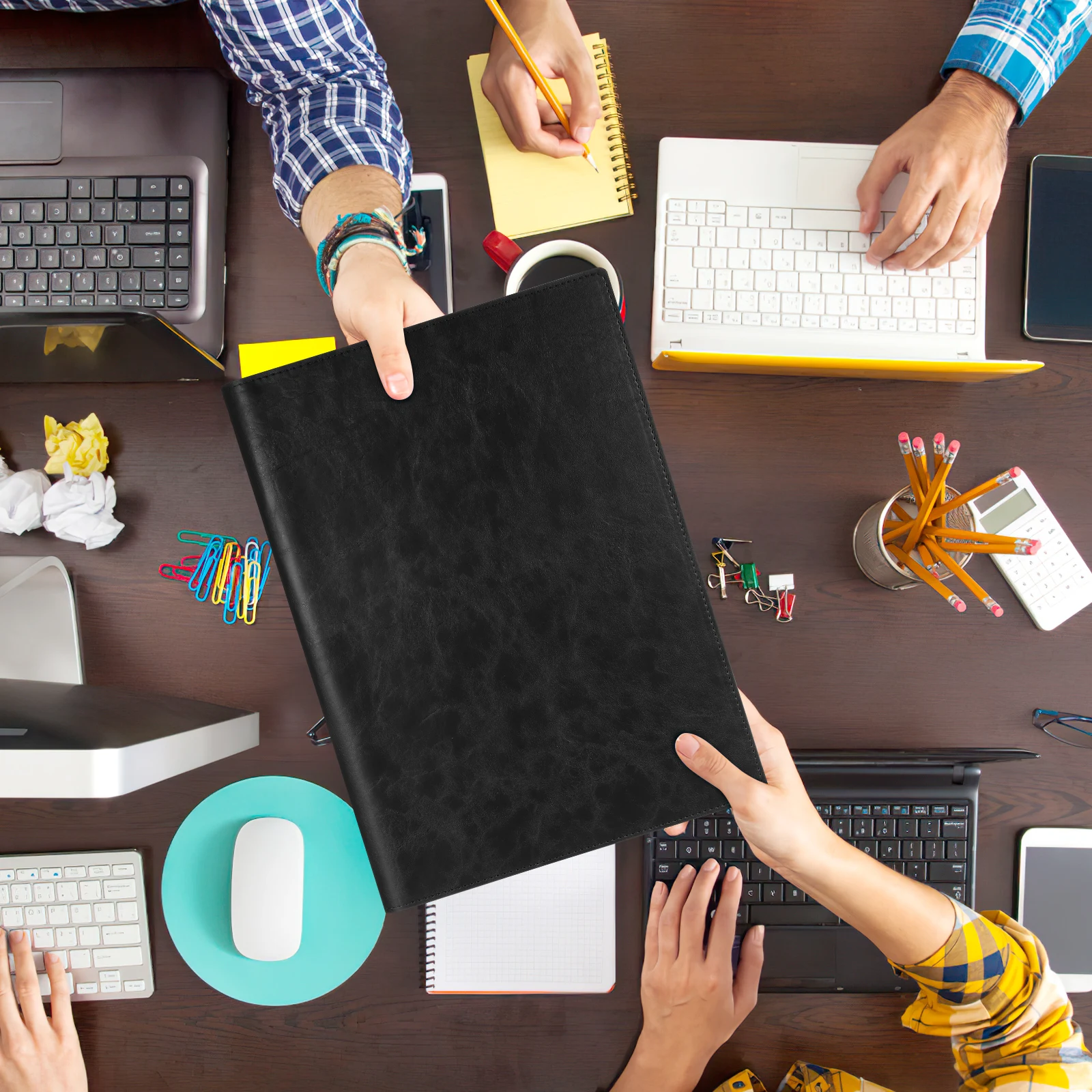 A4 File Folders Clipboard Large Capacity Business Notebook Organizer Strong PU Material Portable Lightweight Folder Splint