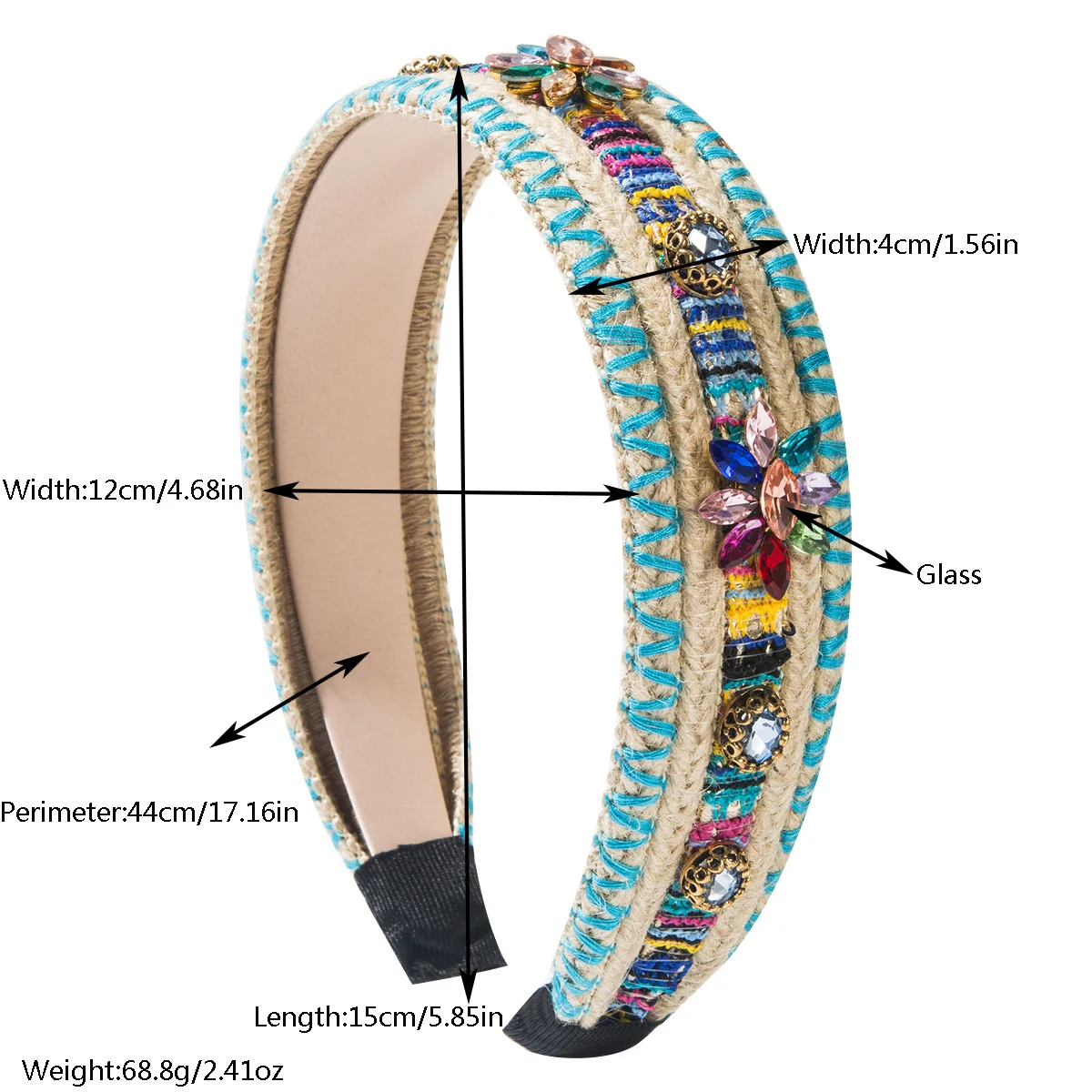 New Mixed-color Wool Woven Diamond-encrusted Headband Women's Versatile Fashion Western Style Creative Headband