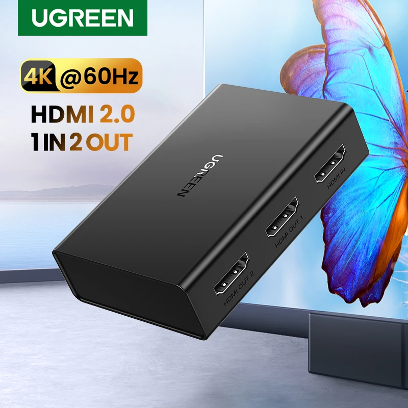 UGREEN HDMI Splitter 1 in 2 Out 4K60Hz HDMI-compatible Splitter for Dual Monitors HDCP 2.2 3D HDR EDID HDMI Adapter