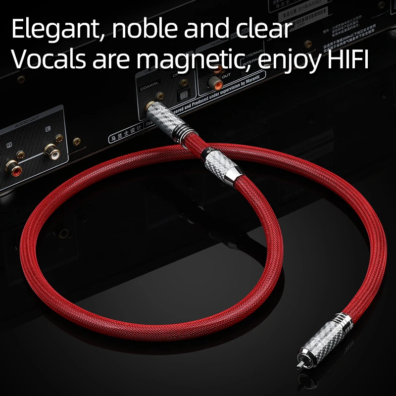 ATAUDIO HiFi 6N Sterling Silver RCA Coaxial Cable 75Ω for Subwoofer Home Theater Digital Coaxial RAC Male to Male Audio Cord
