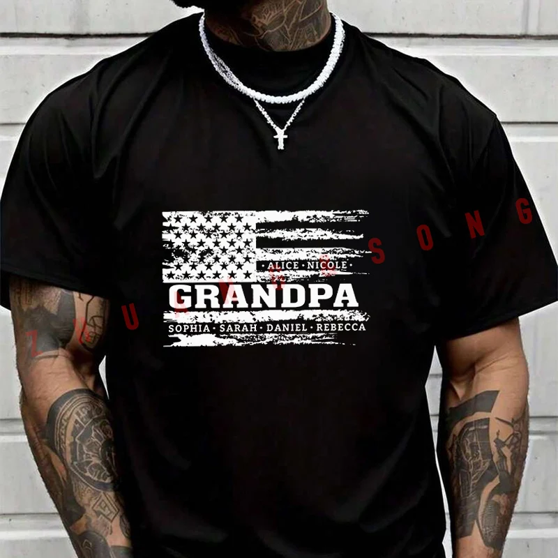 

Personalized Grandpa Print Men's T Shirt Casual Dress High Quality Mens Round Neck Short Sleeved T-shirt S-3xL