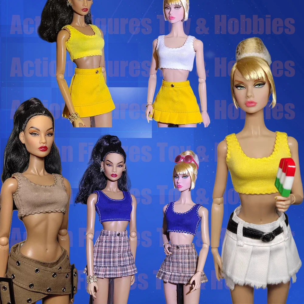 

【Only Clothes】1/6 Female Slim Vest Hips Pleated Mini Skirt for 30cm Action Doll PP fashionroyalty MengF DOOARE nf3 Super Model
