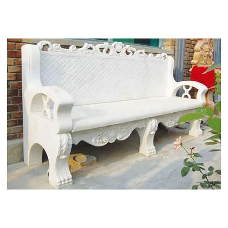 Patio furniture outdoor granite marble stone park curved bench for terrace