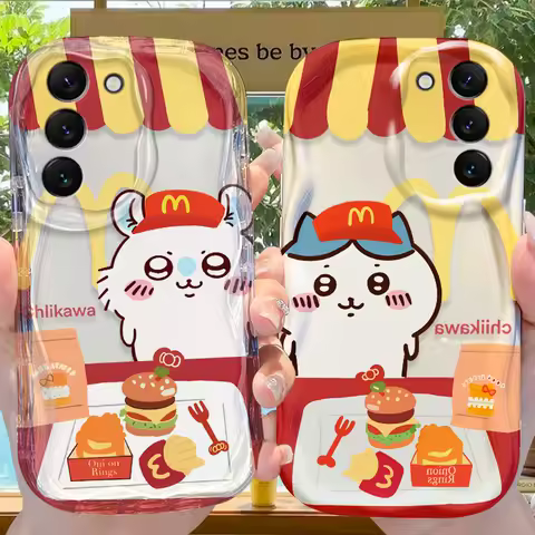 Wave Back Case for Samsung Galaxy S25 S24 S23 S22 S21 Ultra Plus S20 FE A73 A72 A71 A55 A54 5G A53 A52 A51 4G Cover C-Chiikawas