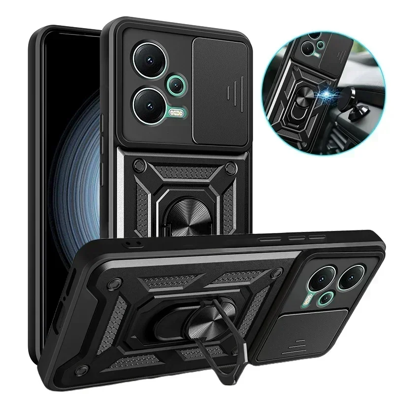 For Xiaomi Redmi Note 12 Pro 5G Case Car Holder Armor Phoen Case For Redmi Note 12 Pro + Plus Slide Camera Protect Back Cover