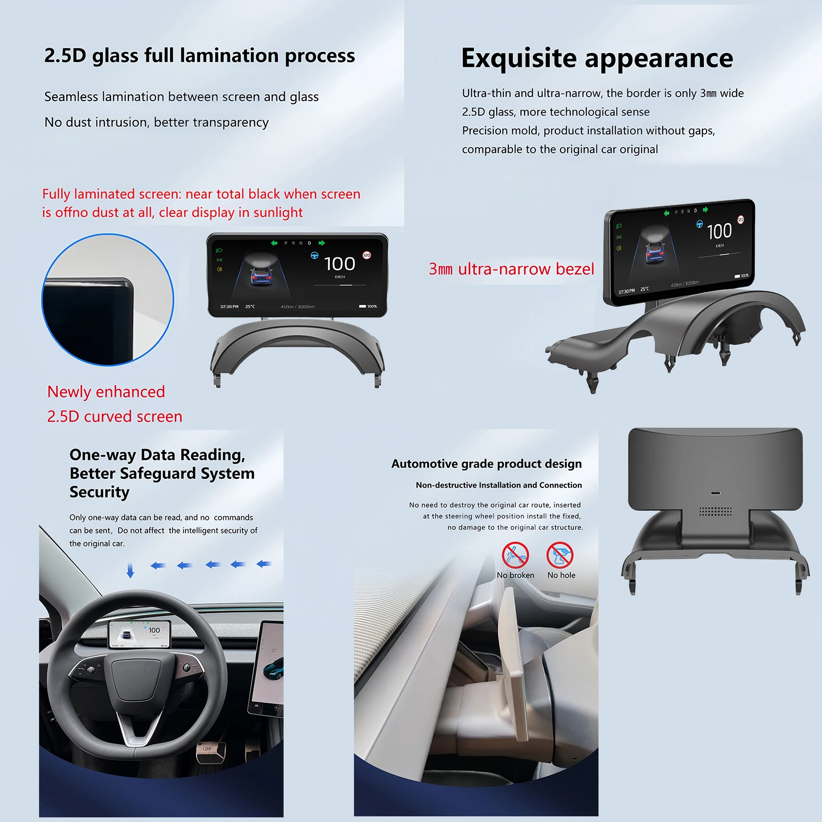 6.25 Cal Linux OS Tesla Model 3 Y cyfrowy wyświetlacz na desce rozdzielczej do modelu 3 Y obsługuje bezprzewodowe CarPlay/Android Auto