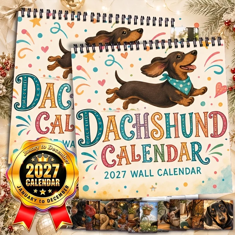2027 Sausage Dog Calendar, Square Hanging Calendar With 12 Month Date Planning Feature For Annual Planning Office Decoration