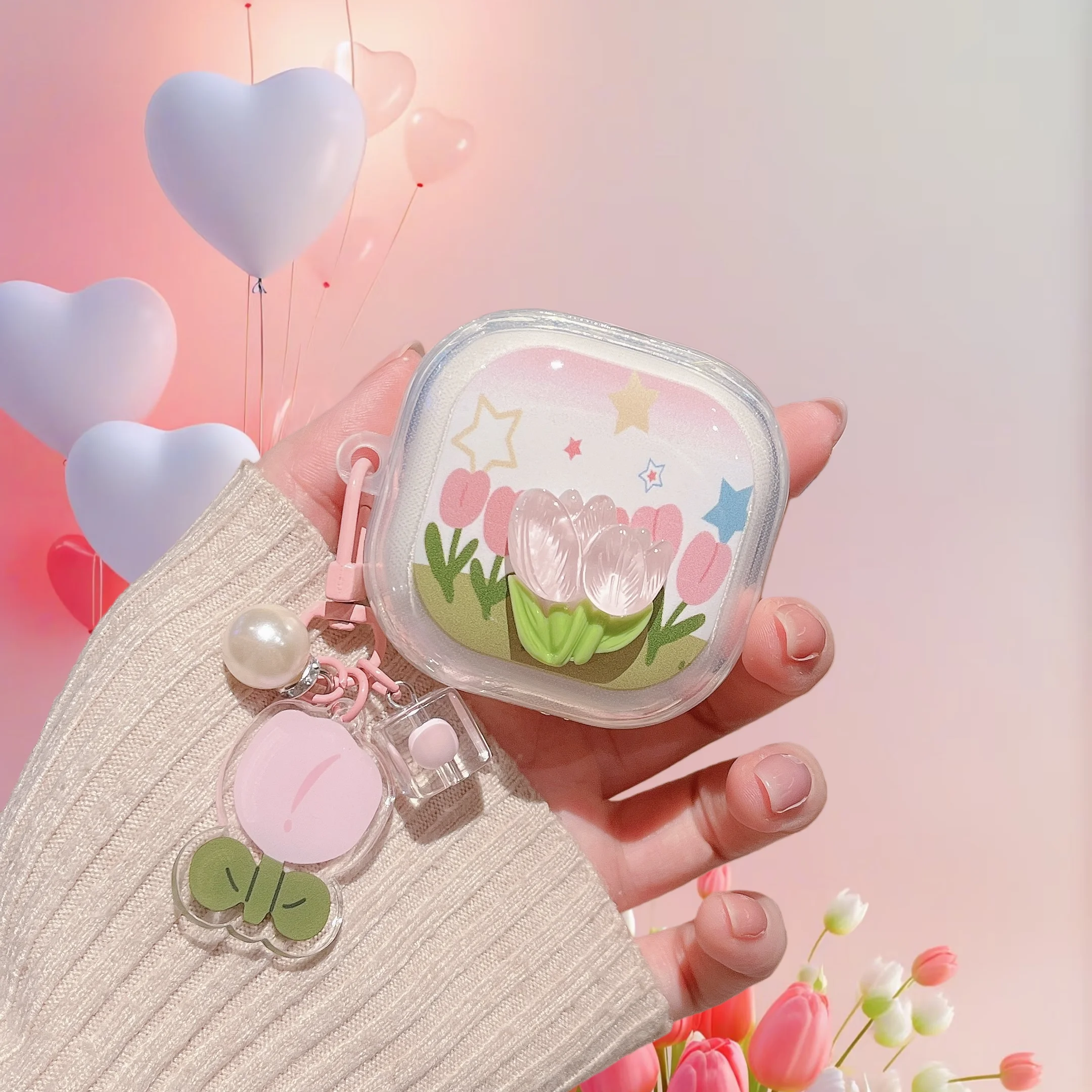 لسامسونج غالاكسي براعم لايف 2 برو 2 FE حافظة قوس قزح زهرة القوس نظارات KT ثلاثية الأبعاد دمى بولي يوريثان حقيبة سماعة الاذن اكسسوارات غطاء