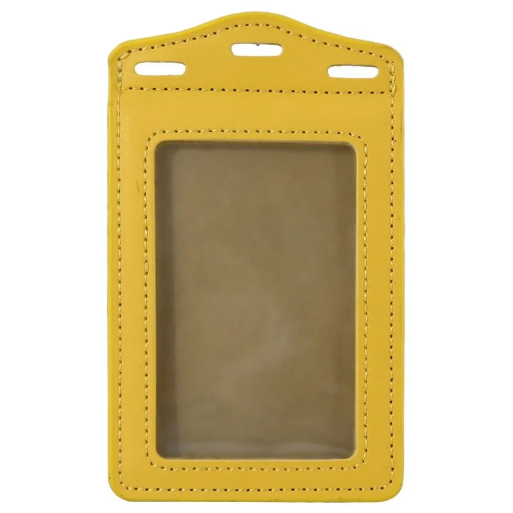 PU Leather ID Card Holder Tri-fold with Card Slots Badge Holder Transparent Card Holder