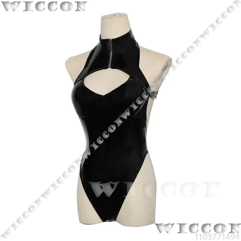 Luna Astrum Design Anime Cosplay Costume Wig Black PU Leathern Jumpsuit Coat Socks Mask Sexy Girl Women Holloween Customizeds;3,