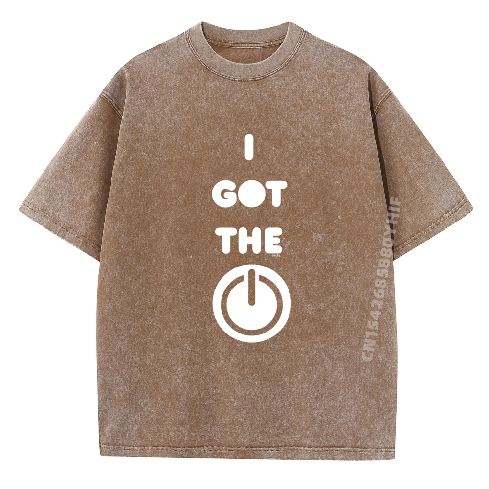 لقد حصلت على قوة الكمبيوتر للرجال بلايز وتيز جرافيك تي شيرت رجالي فضفاض عتيق ملابس عصرية وعصرية مغسولة