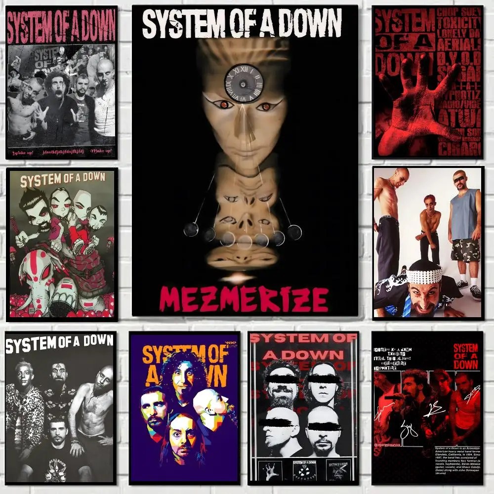 System Of A Down band Poster Self-adhesive Advanced Aesthetic Printing Paper Wall Art for Living Room Home Decor