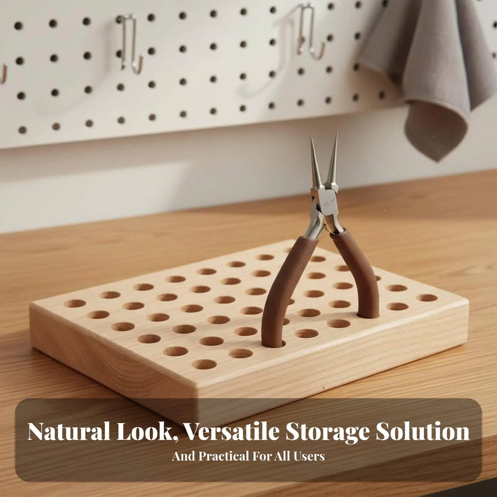 Desktop Pliers Storage Rack Wood Tool Stand for Workbench Organization Compact Holder for Pliers and Clippers Tools