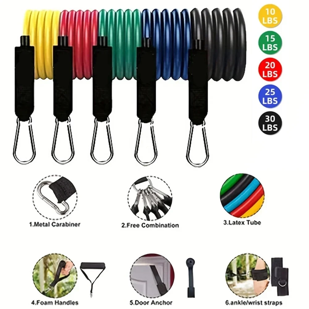 MIJIA 11 pièces/ensemble corde de traction, bandes de résistance, équipement de Fitness Portable, sangle de cheville, extenseur de poitrine, bande d'exercice élastique