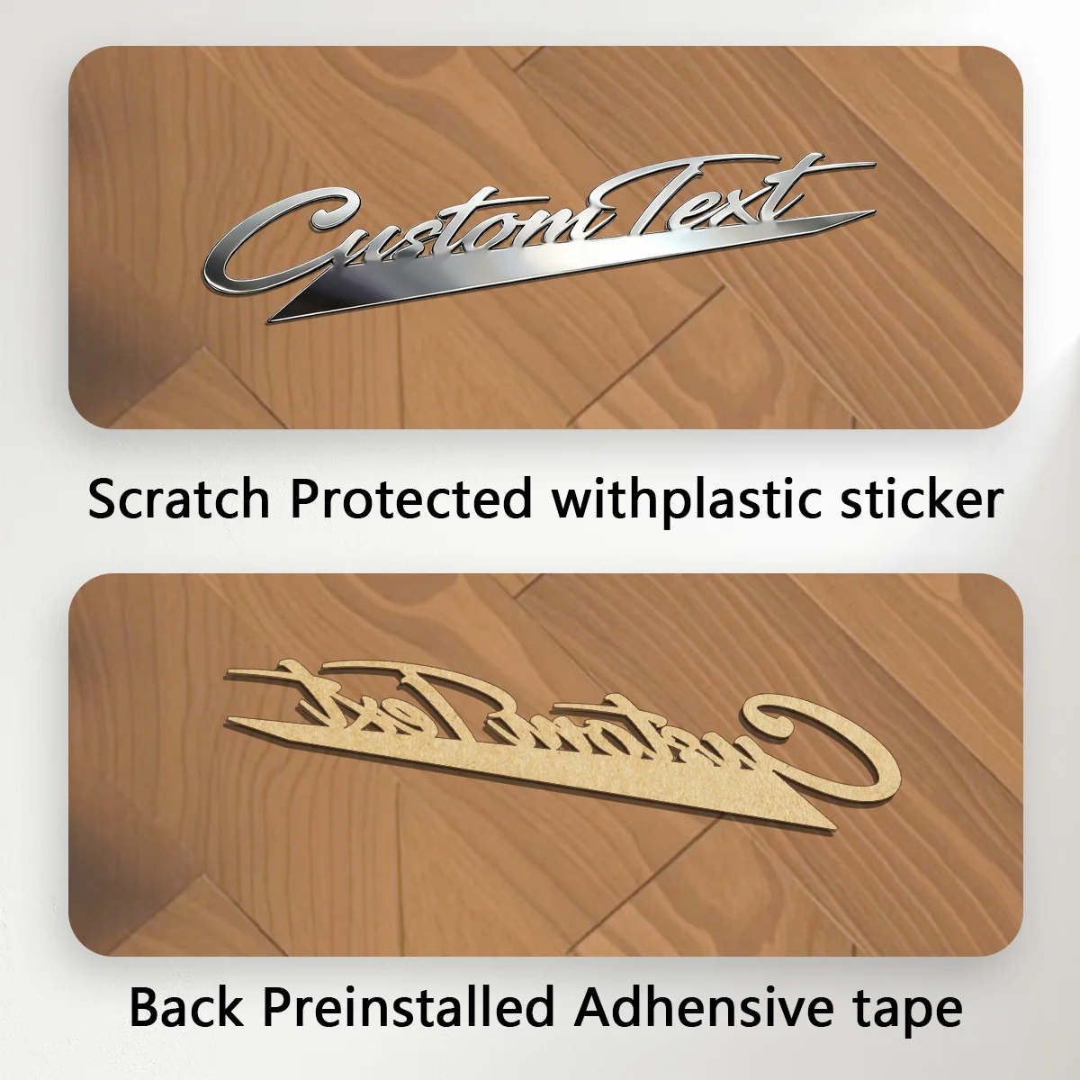 Trendy Elegant Artistic Font Metal Custom Logo 3D Stainless Steel Car Sticker Fender Trunk Badge Decal Car Decorative Accessorie image 5