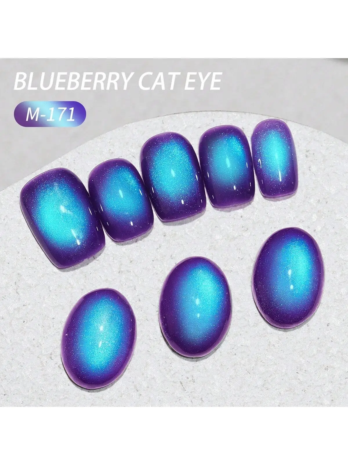 1/2 Stück Blaubeer-Katzenaugen-Gel-Nagellack, UV-LED-Härtung, langanhaltendes, schnell trocknendes Nagelkunst-Gel – Detail 5