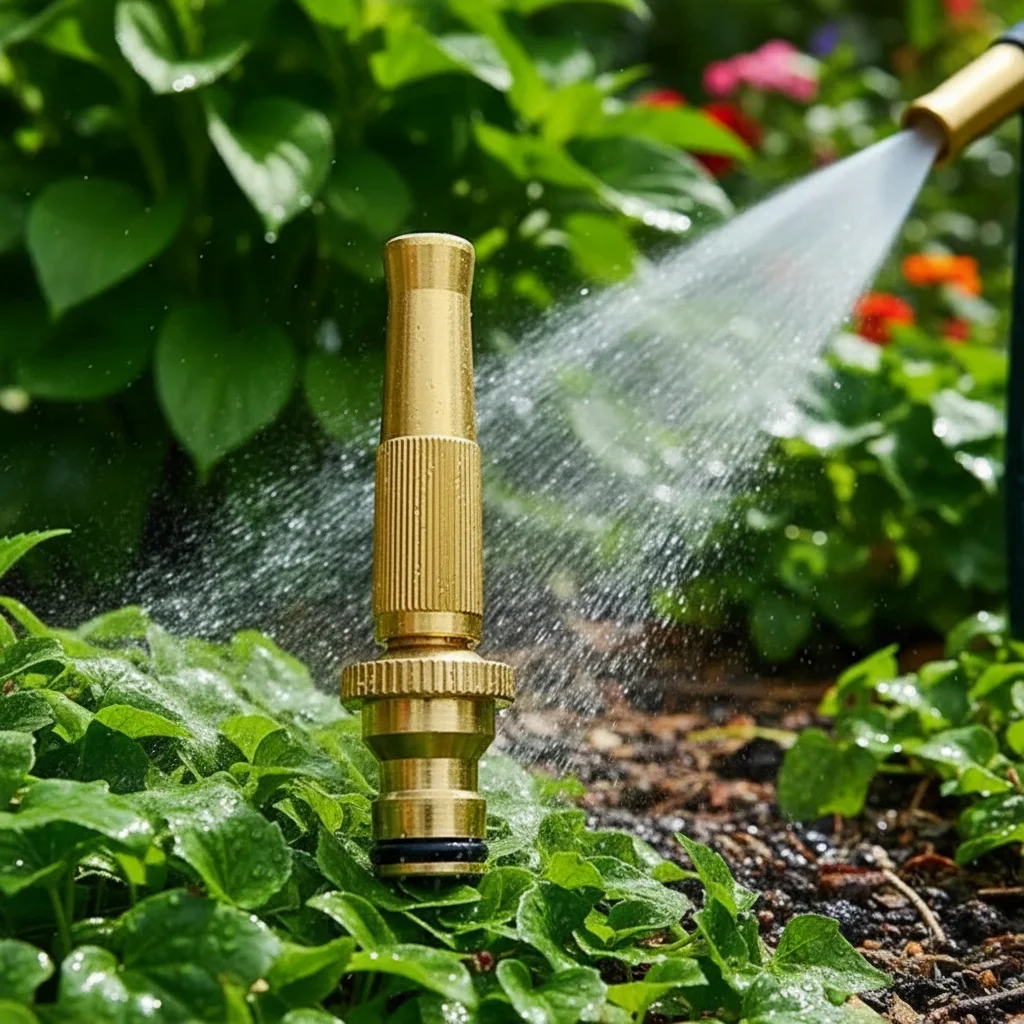 Brass Water Gun Spray Nozzle Adjustable High Pressure for Garden Hose 1Pc