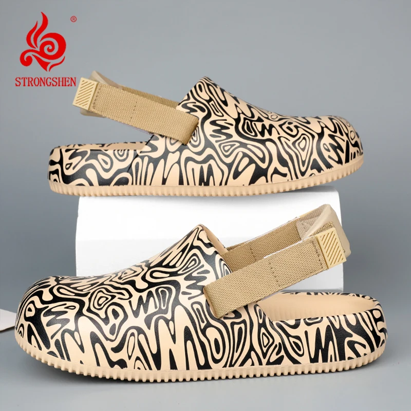 

STRONGSHEN Men Sandals Camouflage EVA Slippers Garden Platform Sandals Summer Couple Sneakers Outdoor Flip Flops Home Clogs