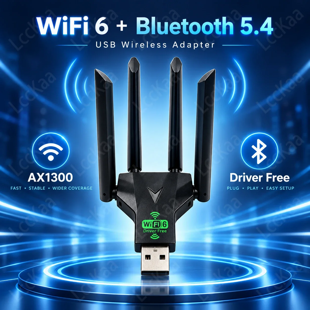 AX1300 WiFi 6 Bluetooth 5.4 USB-Adapter Dual-Band 2,4G/5G 1300Mbps WLAN-Karte WiFi-Dongle für PC Laptop Treiberfrei – Detail 5