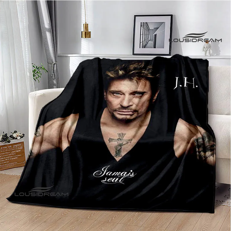 Manta de franela con estrella de Rock francés Johnny Hallyday, manta de viaje para el hogar, manta cálida de moda, forros de cama, regalo de