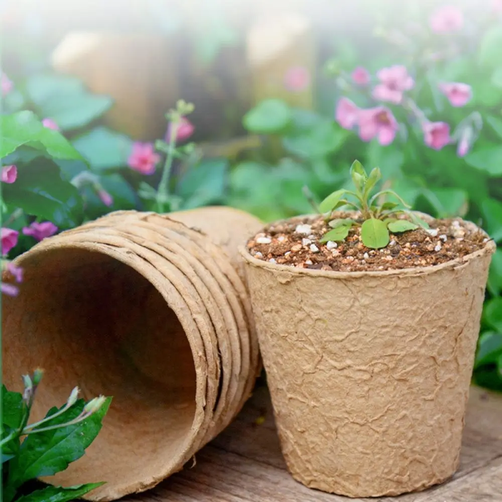 Biodegradable Pulp Pots Organic Seedling Nursery Cups Garden Planting Trays For Flower Root Growth Transplant