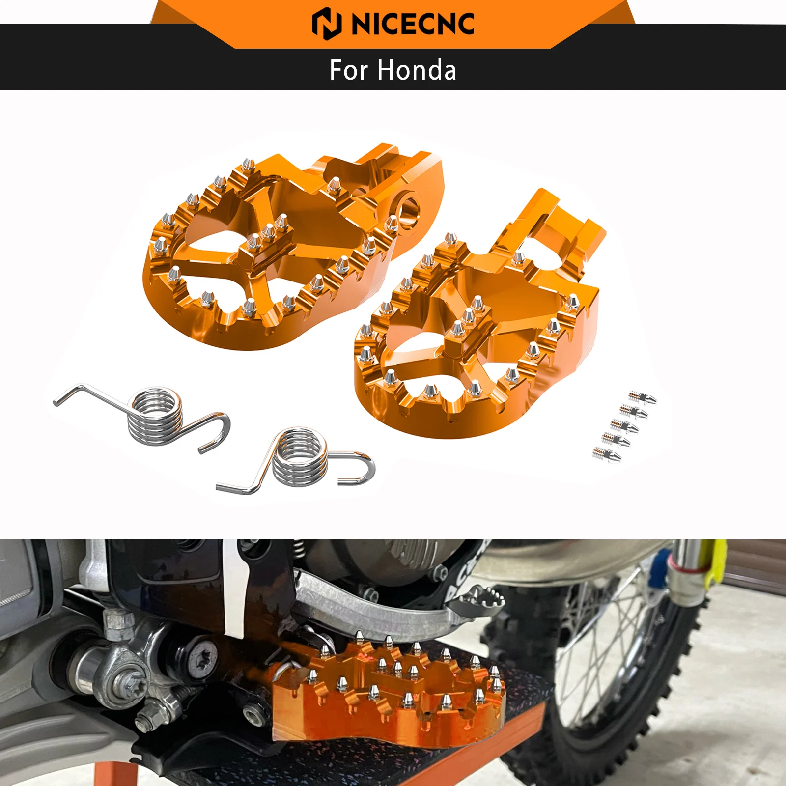 NICECNC Foot Pegs Pedal Footrests For KTM EXC 300 EXCF 350 XCW 500 2017-2023 SX 85 2018-2022 SX 125 SXF 450 XC300 XCF 250 17-22