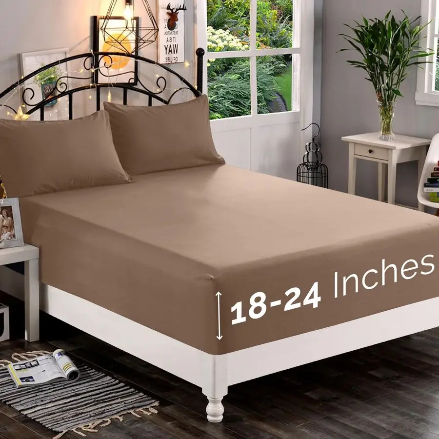 

Comfort 1500 Premium Quality Fitted Sheet Ultra Soft 1824 Inch Extra Deep Pocket Single Fitted Sheet for High Mattress Wrinkle F