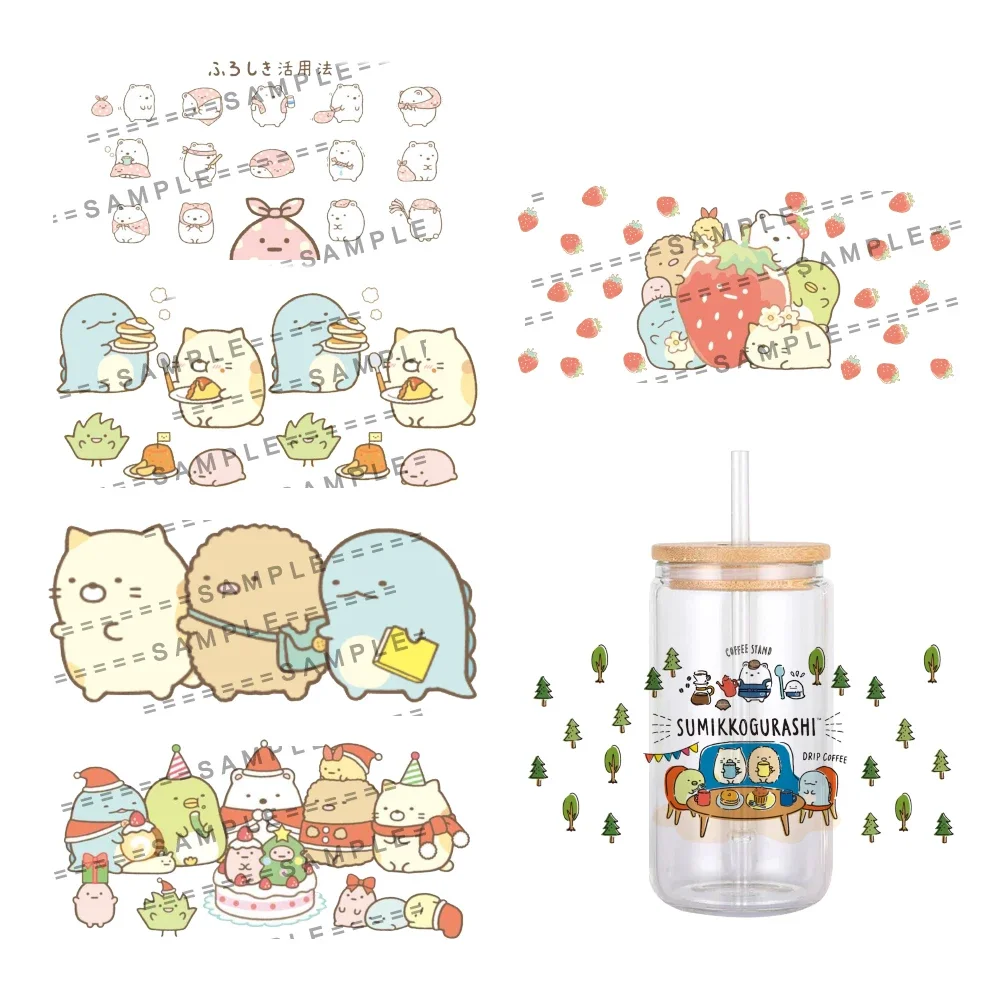 

Kawaii Sumikkogurashi Japan Cartoon Pattern UV DTF Transfer Sticker Waterproof Transfers Decals For 16oz Glass Cup Wrap Stickers