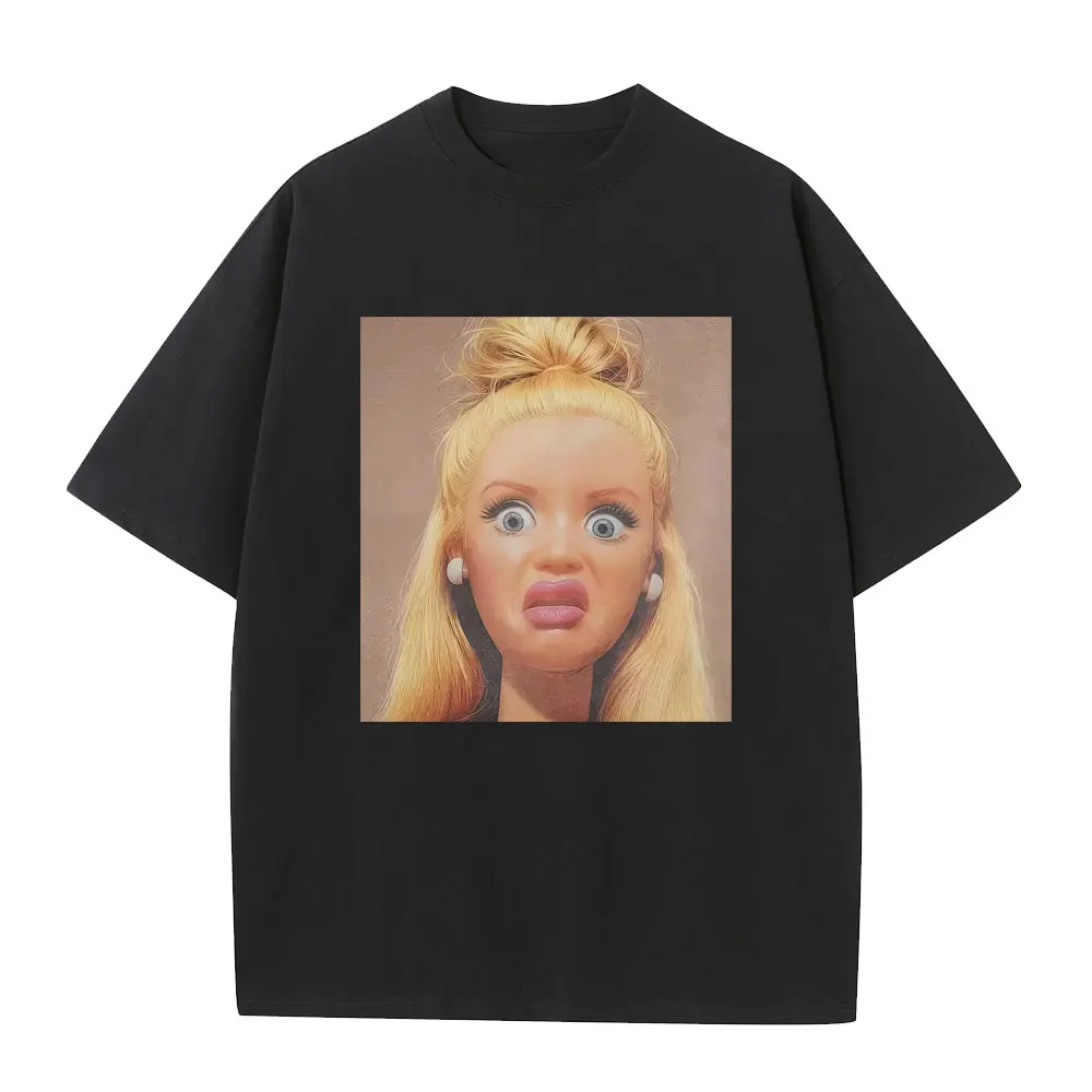 

Hot Funny Disgusting Doll Meme Graphic T-shirt Men's Women's High Quality Cotton T Shirts Unisex Oversized Short Sleeve T-shirts