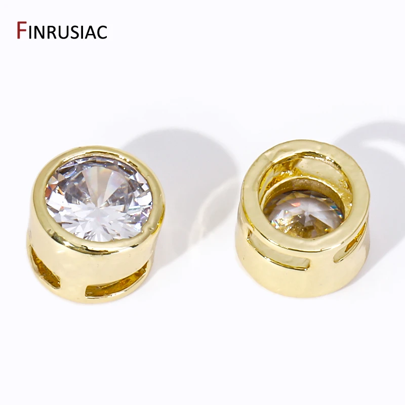 Trendy 18K Gold Plated Inlaid Zircon Spacer Beads Loose Beads For DIY Bracelet Bead Jewelry Making Supplies Wholesale