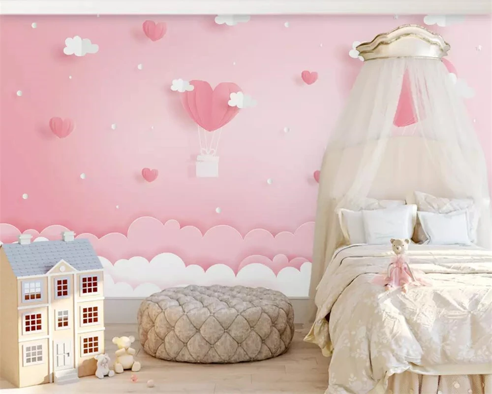 Customized products wallpaper pink cloud dream princess children's room Living room TV background wall 3d bedroom restaurant 8d
