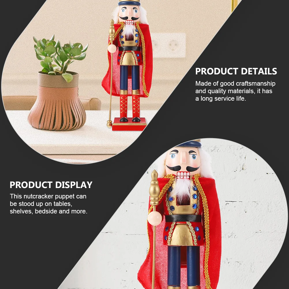

Nutcracker Puppet Decoration Sturdy Wooden Xmas Ornament for Shelf Desk Holiday Season Gift Kids Family