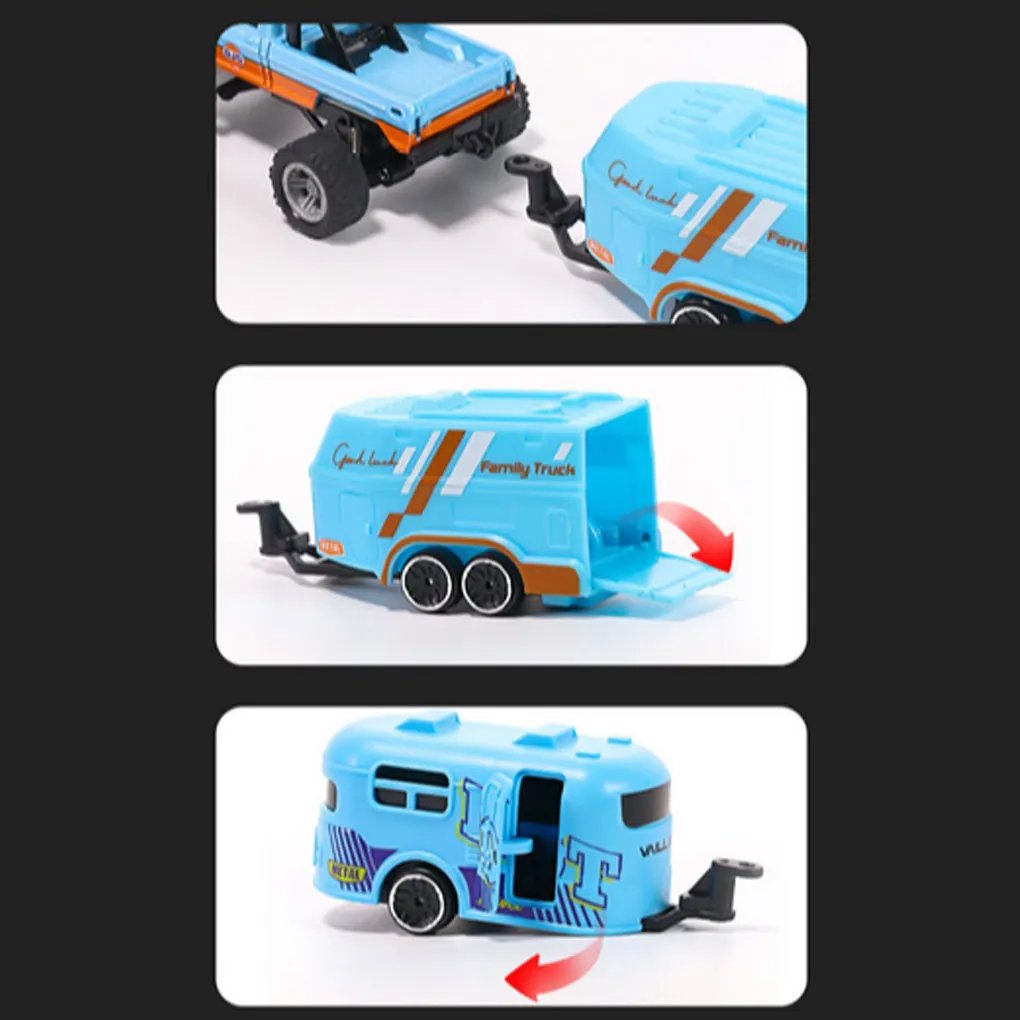 Mini Rc Truck And Trailer 1/64 Remote Control Monster Rc USB Rechargeable Body Lights 24GHz RC Car E