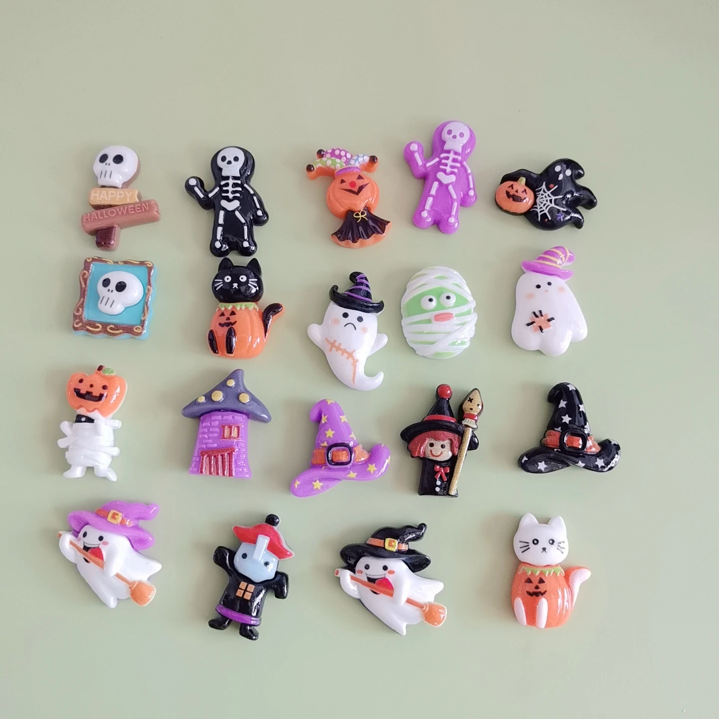 Kawaii Resin Halloween Series Ghost Pumpkin Flatback Cabochon DIY Scrapbook Craft Decoration Miniature